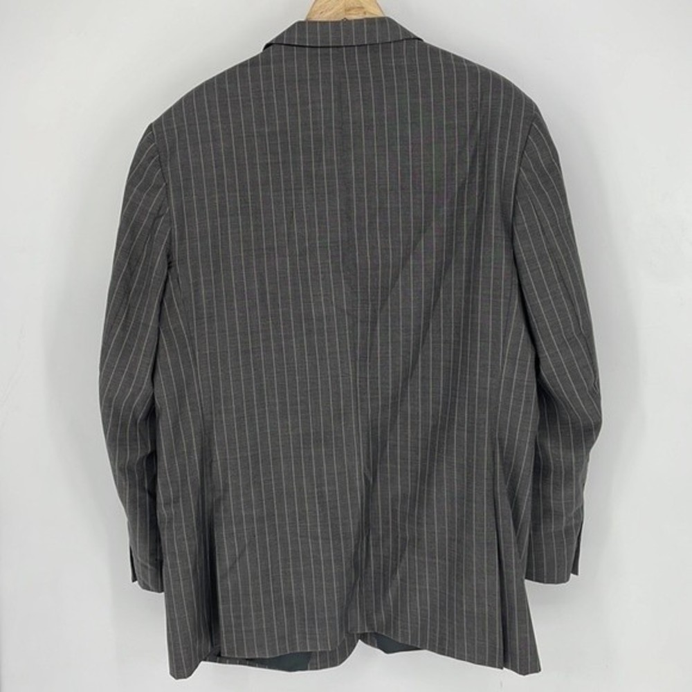ADOLFO 36L men's gray wool mohair pinstripe blazer suit jacket sport coat - Picture 2 of 11